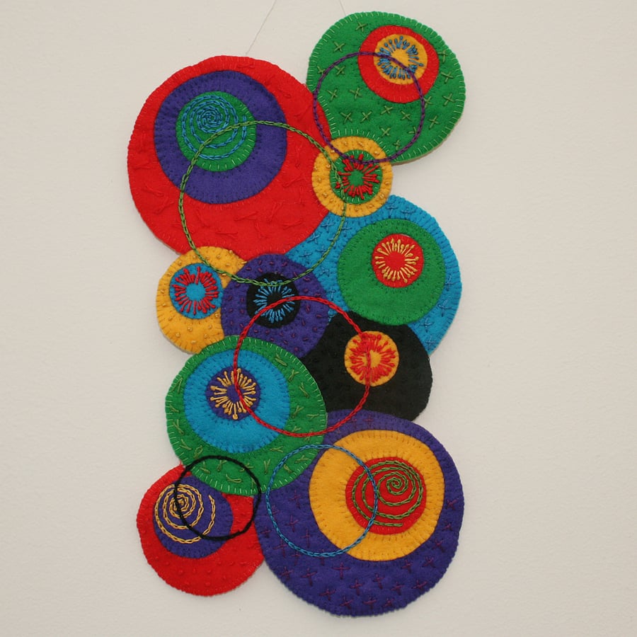 Embroidered Hanging - Circles in Felt