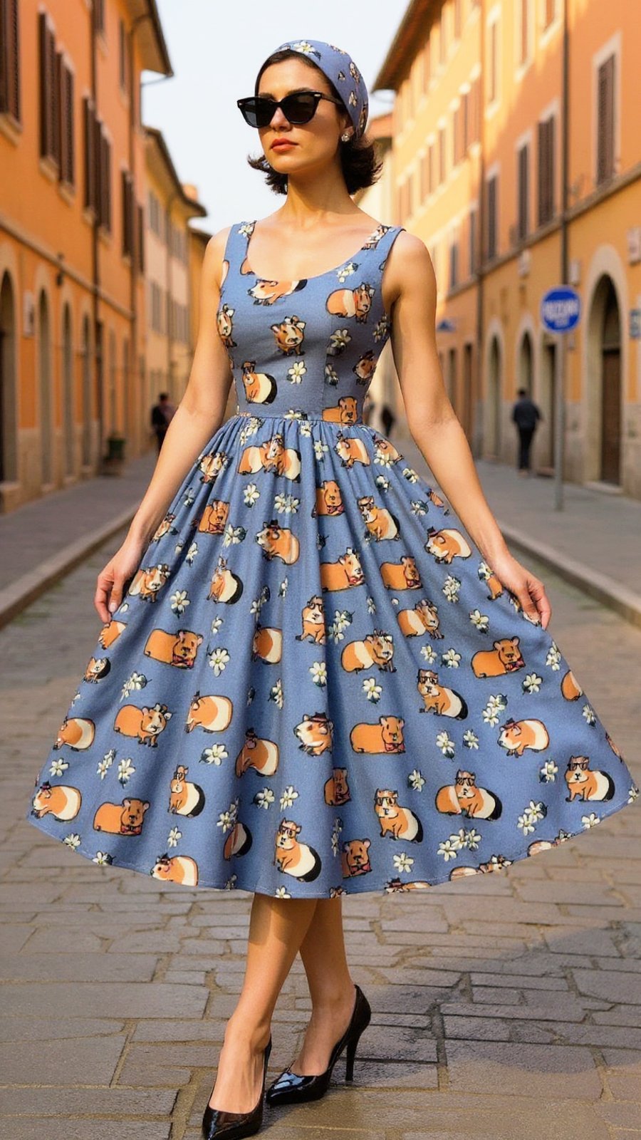 1950s Vintage Retro Rockabilly Guinea Pigs Print dress sizes 14-26