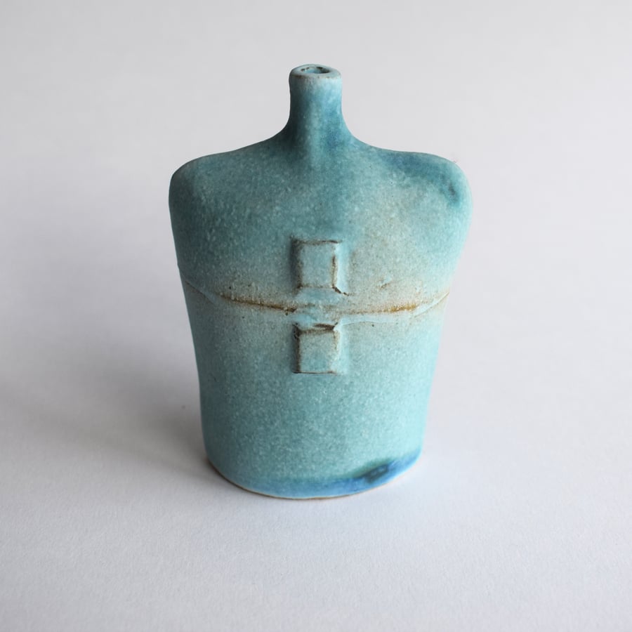 Small Turquoise Ceramic Bottle 