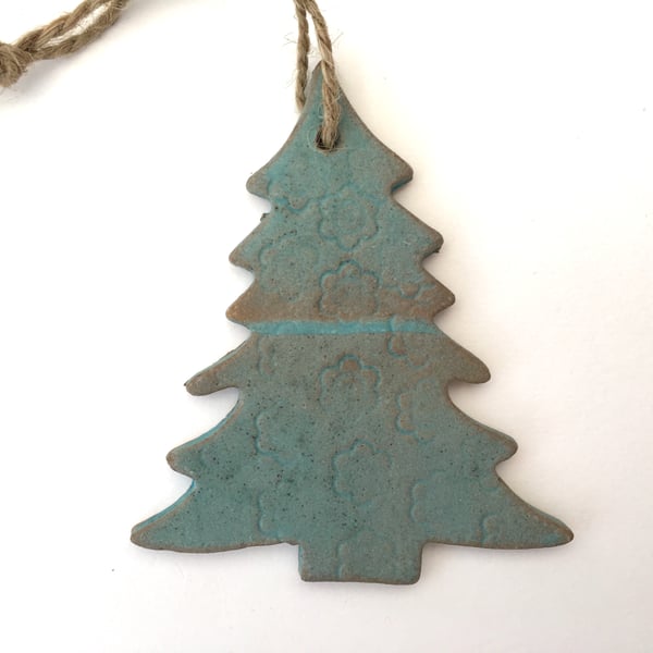 Ceramic tree hanger decoration, garden ornament, gift idea, handmade pottery