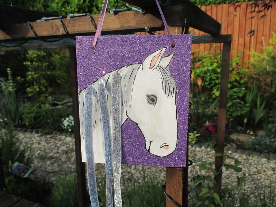 Pony Horse Hair Clip Holder Organiser Original Art Painting Picture OOAK Gift 