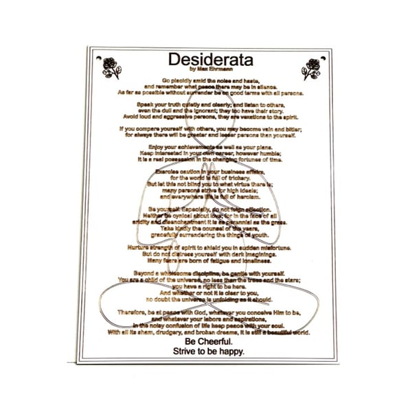 Desiderata plaque - Go Placidly 