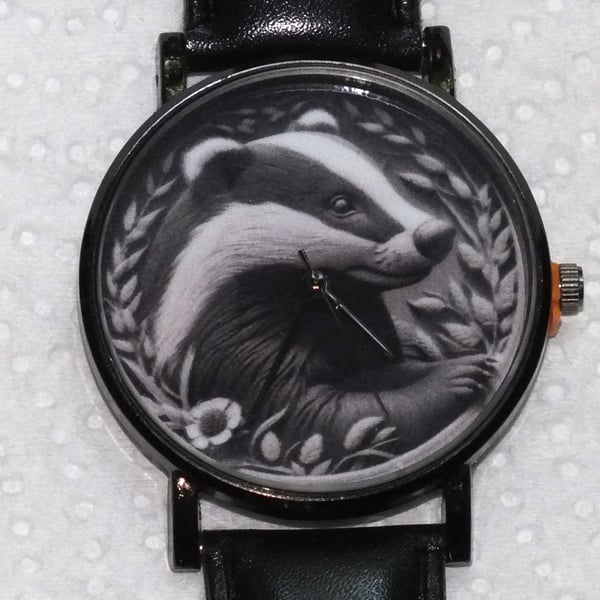 Badger Dial Art Quartz Wristwatch