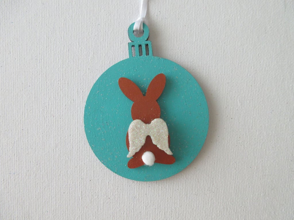 Hanging Decoration Christmas Tree Bauble Bunny Rabbit Memorial Angel Wings