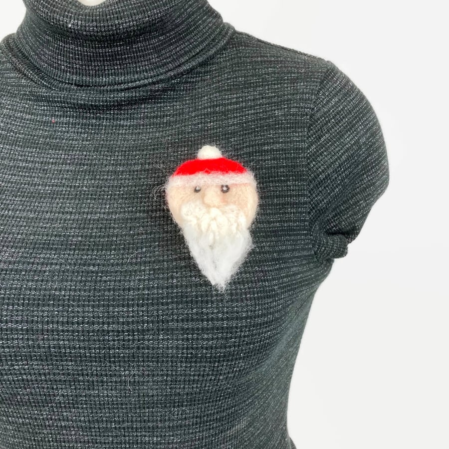 Father Christmas needle felted brooch