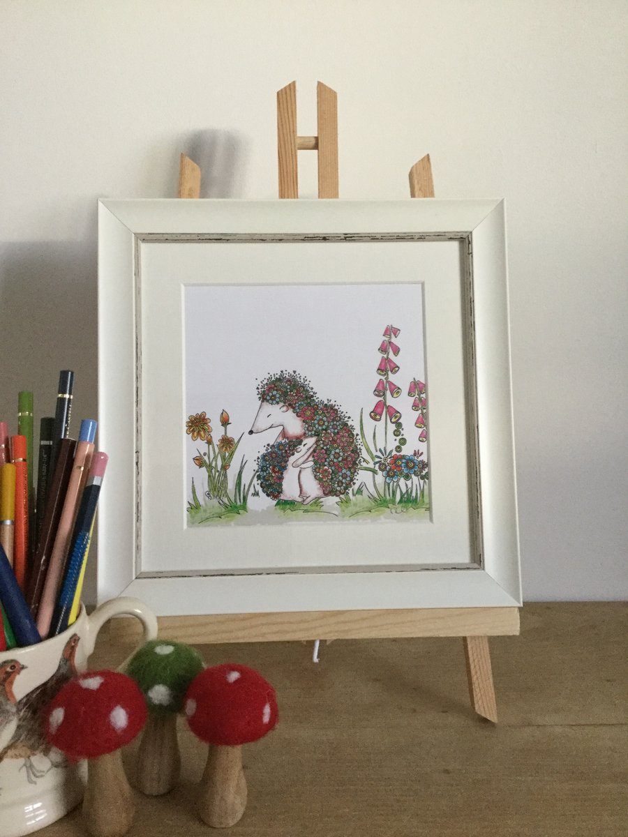 Hedgehog Hug 9.5 x 9.5 framed print