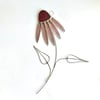 Stained Glass Echinacea Suncatcher - Handmade Hanging Window Decoration - Pink