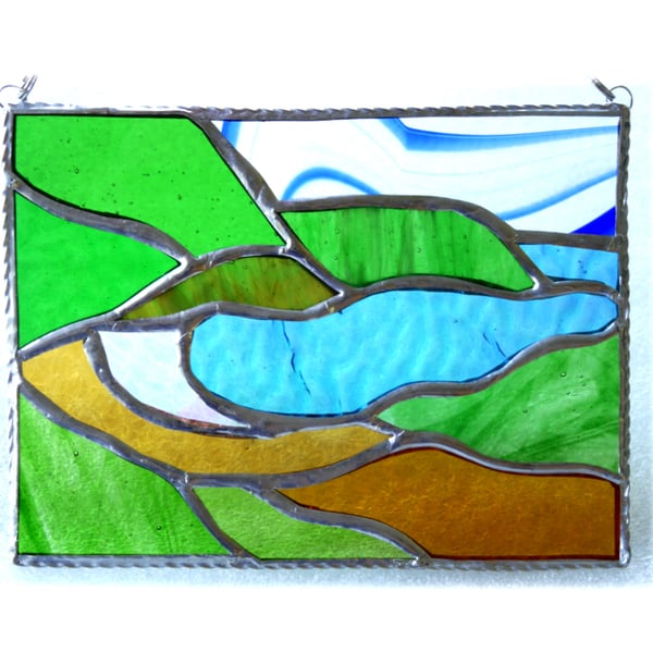 Seascape Cove Panel Stained Glass Picture Landscape 008