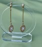 CRYSTAL ART DECO EARRINGS gold plated drop bar ball post elegant statement - Image 2
