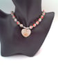 Ceramic Bead and Crystal Necklace with a Double Sided Heart Pendant and Earrings - Image 7