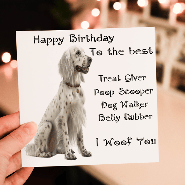 English Setter Dog Birthday Card, Dog Birthday Card, Personalized Dog Breed