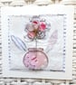 Wire Pink Flower in a Round Vase. Pink Silver Gold Copper White Artwork. - Image 2