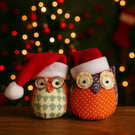 Christmas Owls - fabric - decoration- novelty - gift (x2)