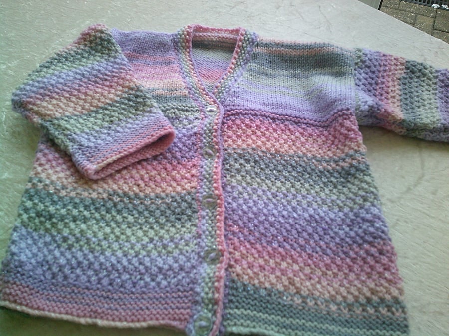 24 inch Moss Stitch and stocking stitch cardigan