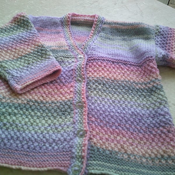 24 inch Moss Stitch and stocking stitch cardigan
