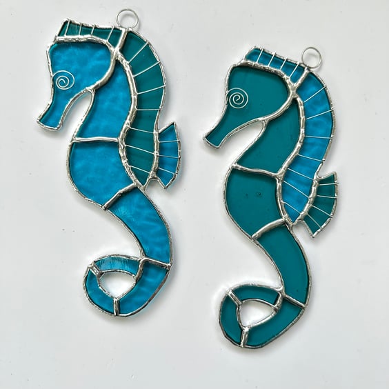 Stained Glass Seahorse Suncatcher- Handmade Window Decoration