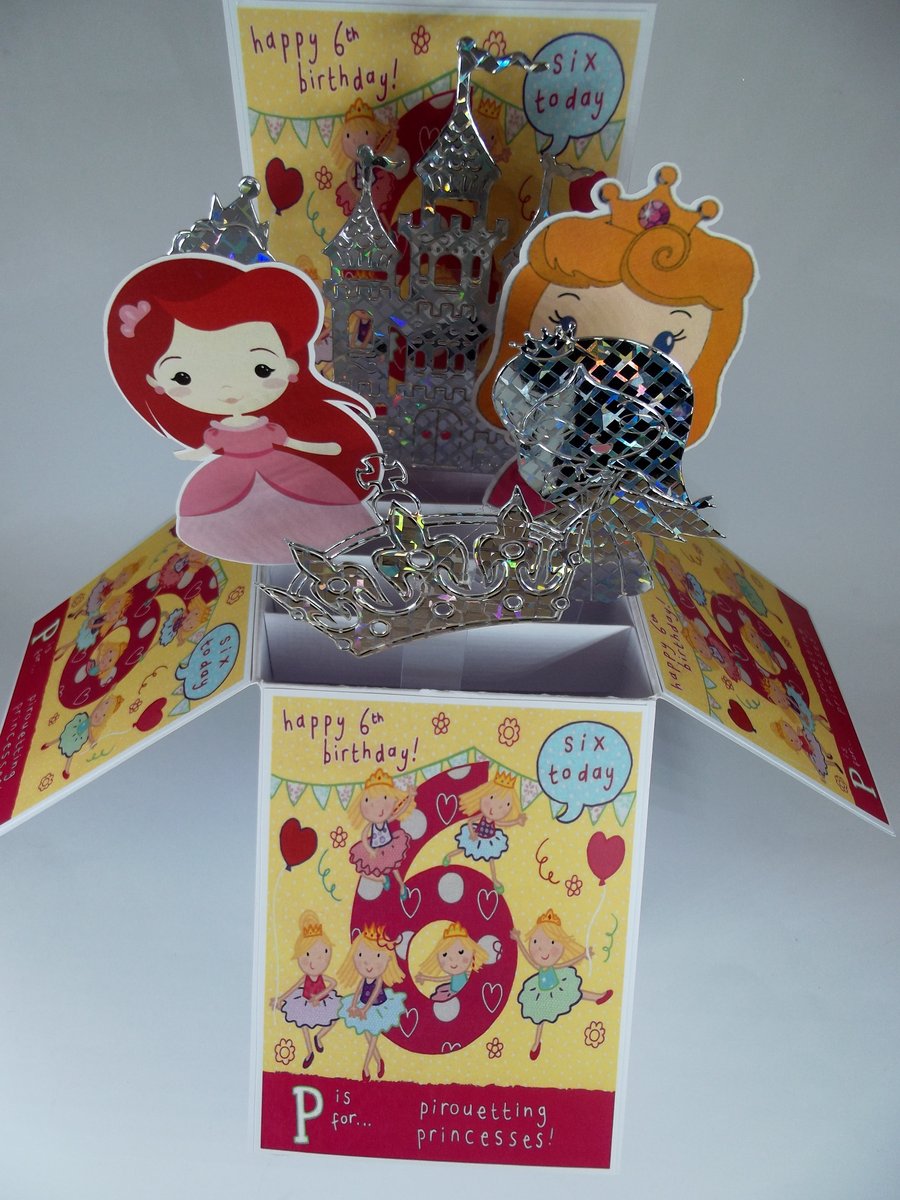 Girls 6th Princess Birthday Card