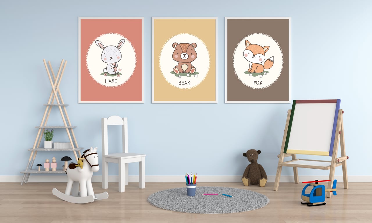 Woodland animals nursery decor, animals wall decor, woodland animals prints