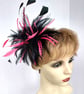 Black and pink feather fascinator