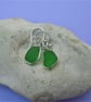 Green sea glass earrings - Image 1