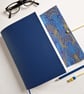 Celebration Journal, Hand Bound in Blue Leather, Firework paper lining, A5