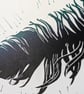 Crow Feather Linoprint Original Art - Image 5