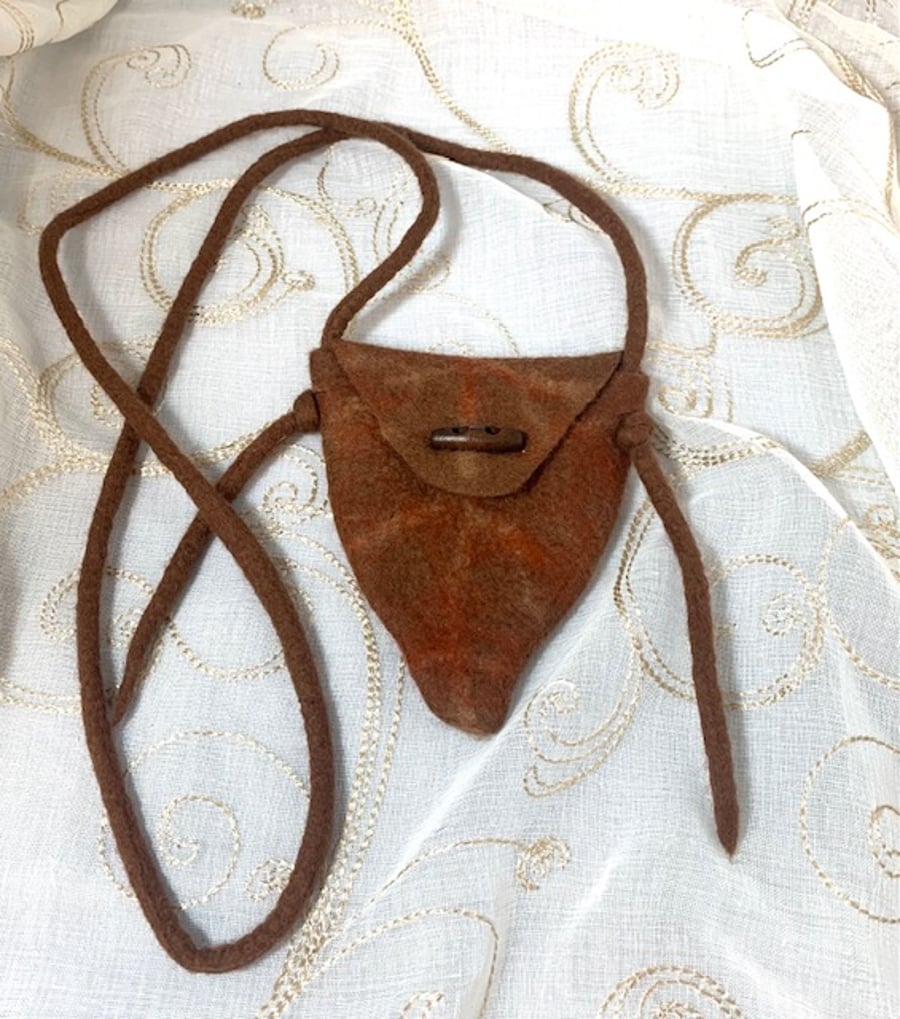 Little Brown Leaf Bag Handmade Felt Seconds Sunday