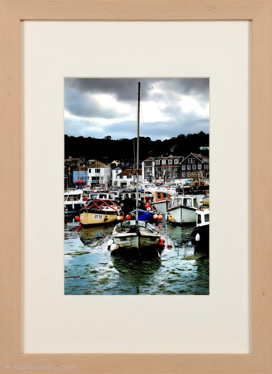 Mevagissey Harbour Boats Photo Print - Cornwall Coastal Wall Art