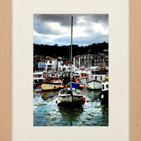 Mevagissey Harbour Boats Photo Print - Cornwall Coastal Wall Art