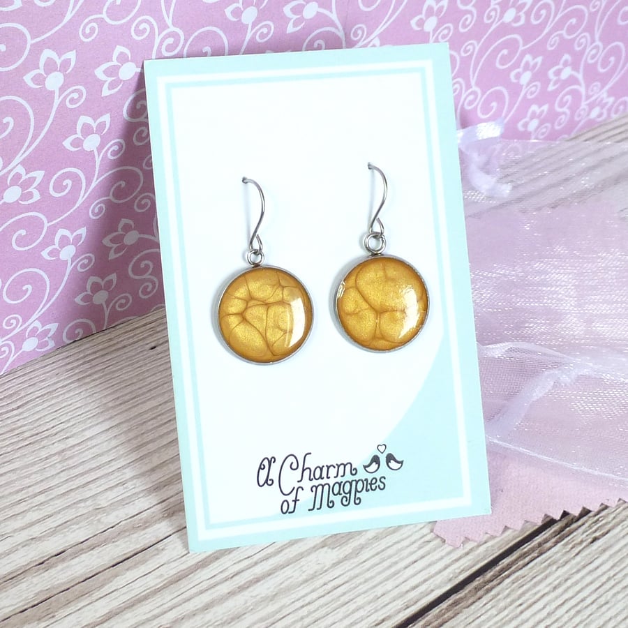 Golden Yellow dangle earrings, bright and colourful summer jewellery