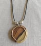 Upcycled Round Wood Pendant & Swinging Steel Ring Wood Jewellery - Image 10
