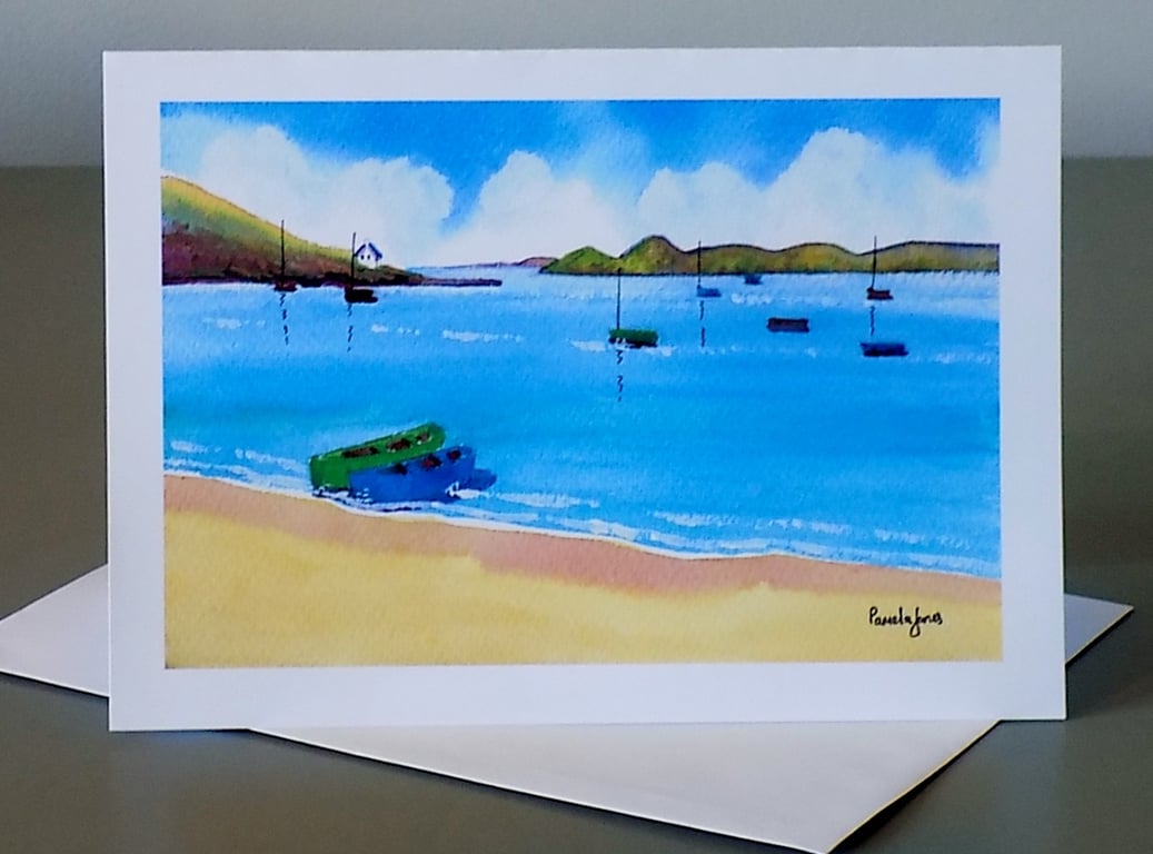 Porthdinllaen, Morfa Nefyn, North Wales, Greetings Card, Blank inside, A5,