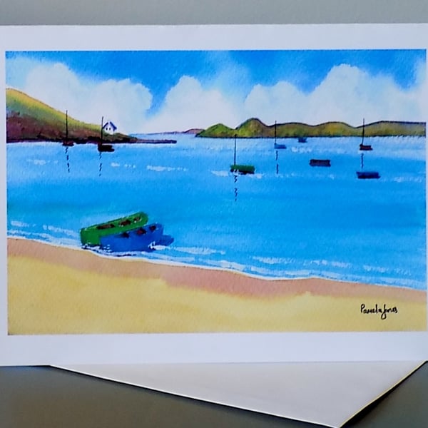 Porthdinllaen, Morfa Nefyn, North Wales, Greetings Card, Blank inside, A5,