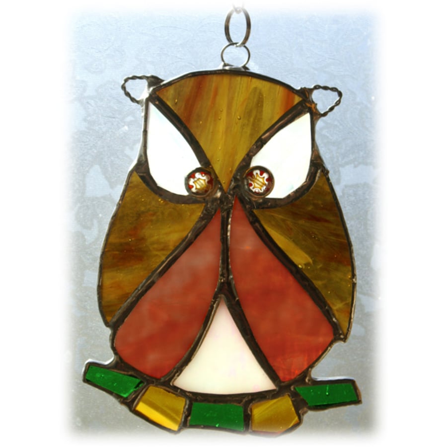 Owl  Little Suncatcher Stained Glass Handmade 