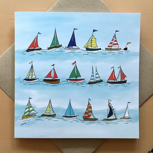 Greetings card - boats - sailing - birthday card