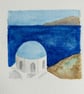 Greek watercolour church and sea - Image 4