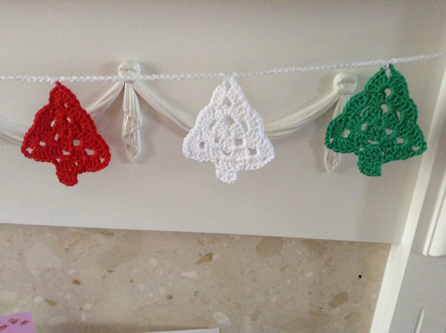 Hand Crochet Christmas Tree Garland