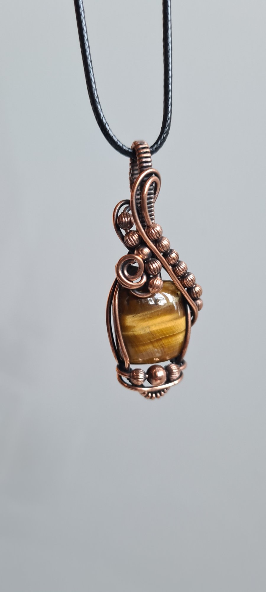 Handmade Natural Tiger's Eye & Copper Necklace Pendant Gift Crystal Jewellery