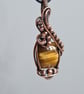 Handmade Natural Tiger's Eye & Copper Necklace Pendant Gift Crystal Jewellery