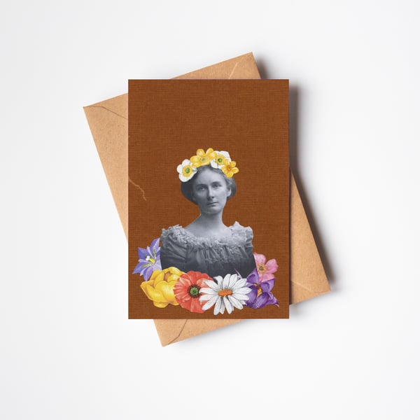 Victorian Female Floral Portrait Card - She's a Rainbow