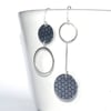 Silver and grey starry mismatched drop earrings