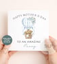 Personalised Mother's Day Card for Nanny or Grandma Cute Bear Hot Air Balloon