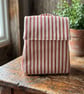 Terracotta Red and Cream Striped Handmade Insulated Lunch bag