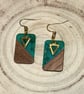 Walnut & Resin Rectangle Earrings. - Image 3