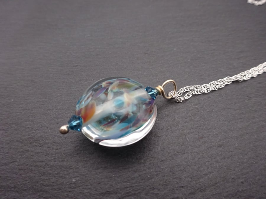 sterling silver chain, lampwork glass jewellery