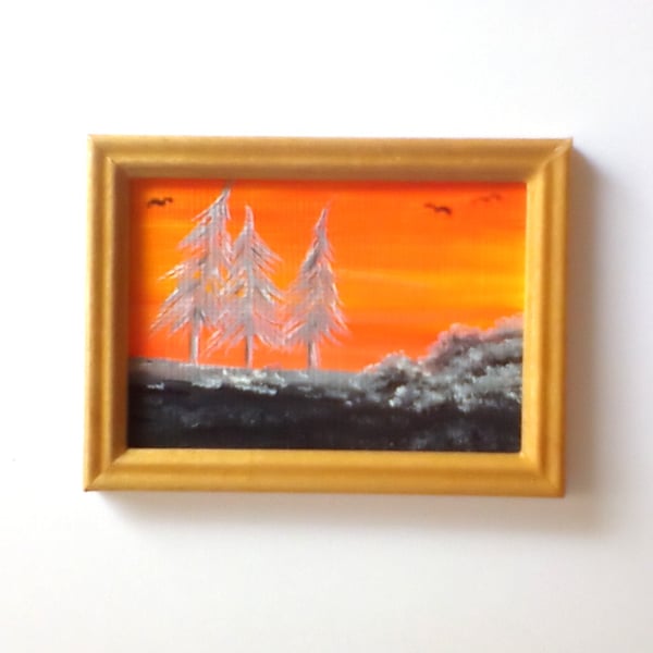 Dolls House Original Miniature Painting Picture Frame Landscape