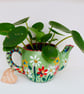 Hand-painted Floral Teapot Planter - Indoor Plant Pot