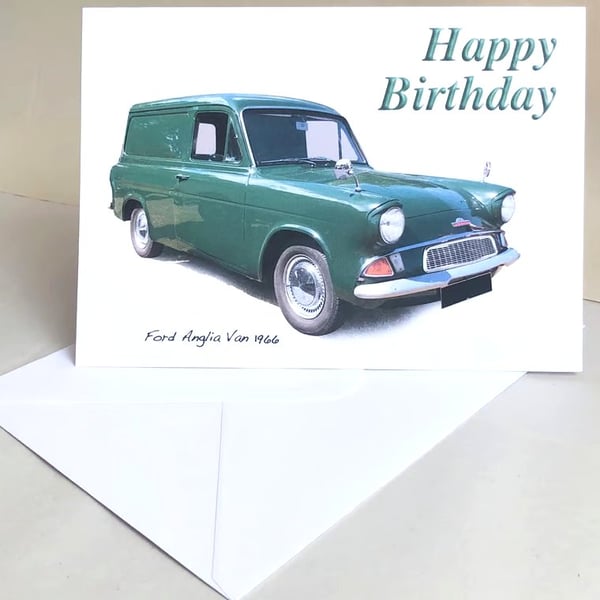 Ford Anglia Van 1966 - Birthday, Anniversary, Retirement or Plain Card