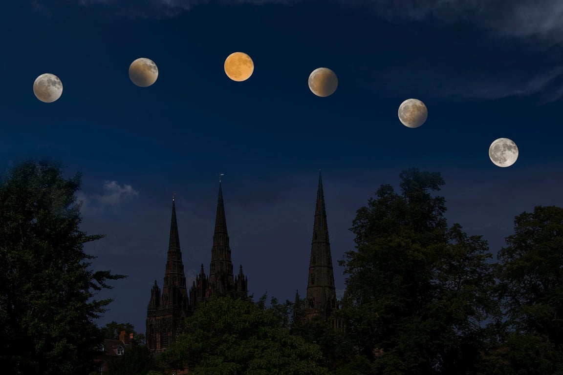 Lichfield cathedral lunar eclipse print