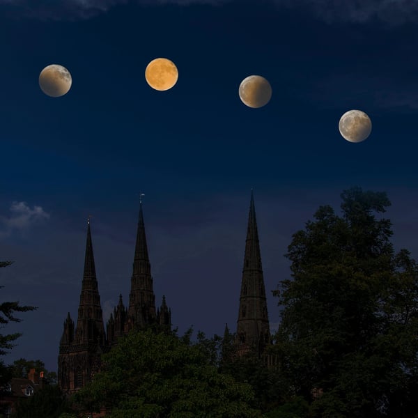 Lichfield cathedral lunar eclipse print